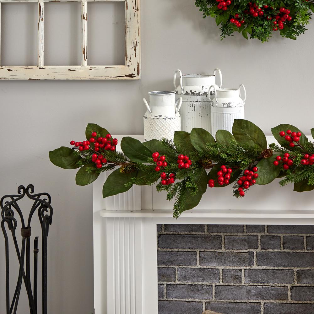 5ft. Magnolia Berry Pine Artificial Garland. Picture 2