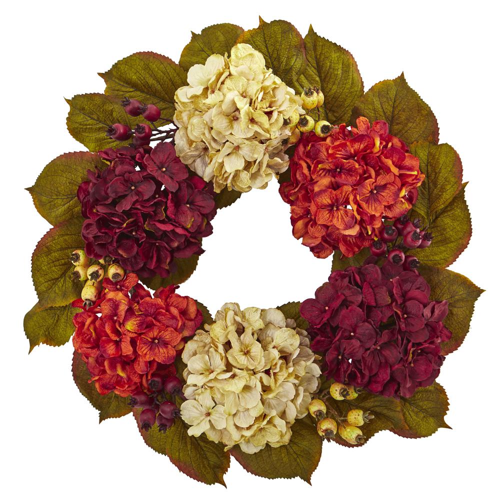 20in. Hydrangea Berry Artificial Wreath. Picture 1