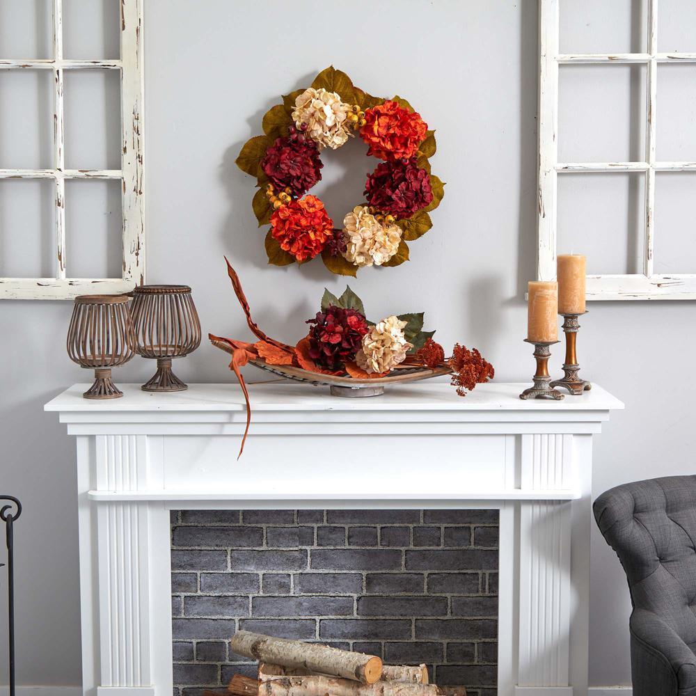 20in. Hydrangea Berry Artificial Wreath. Picture 2