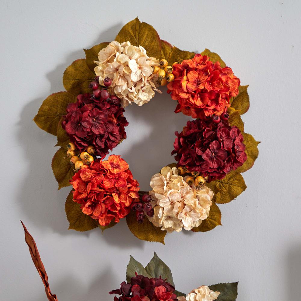 20in. Hydrangea Berry Artificial Wreath. Picture 3