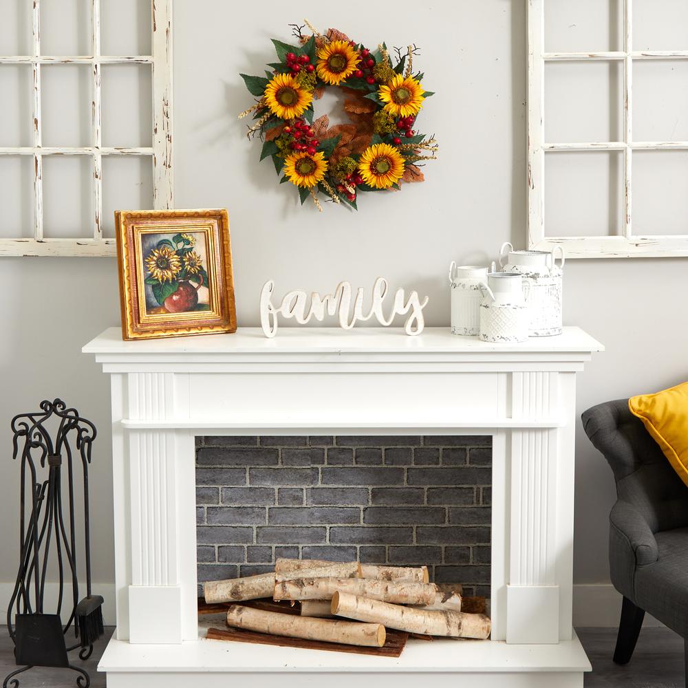 27in. Sunflower Berry Artificial Wreath. Picture 2
