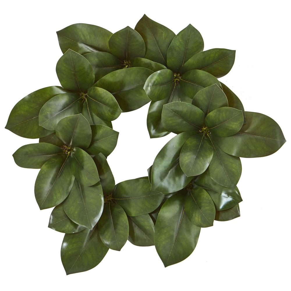 22in. Magnolia Leaf Artificial Wreath. Picture 1