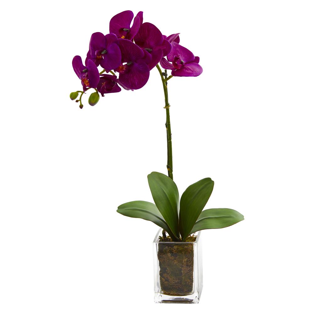 24in. Orchid Phalaenopsis Artificial Arrangement in Vase, Mauve. Picture 1