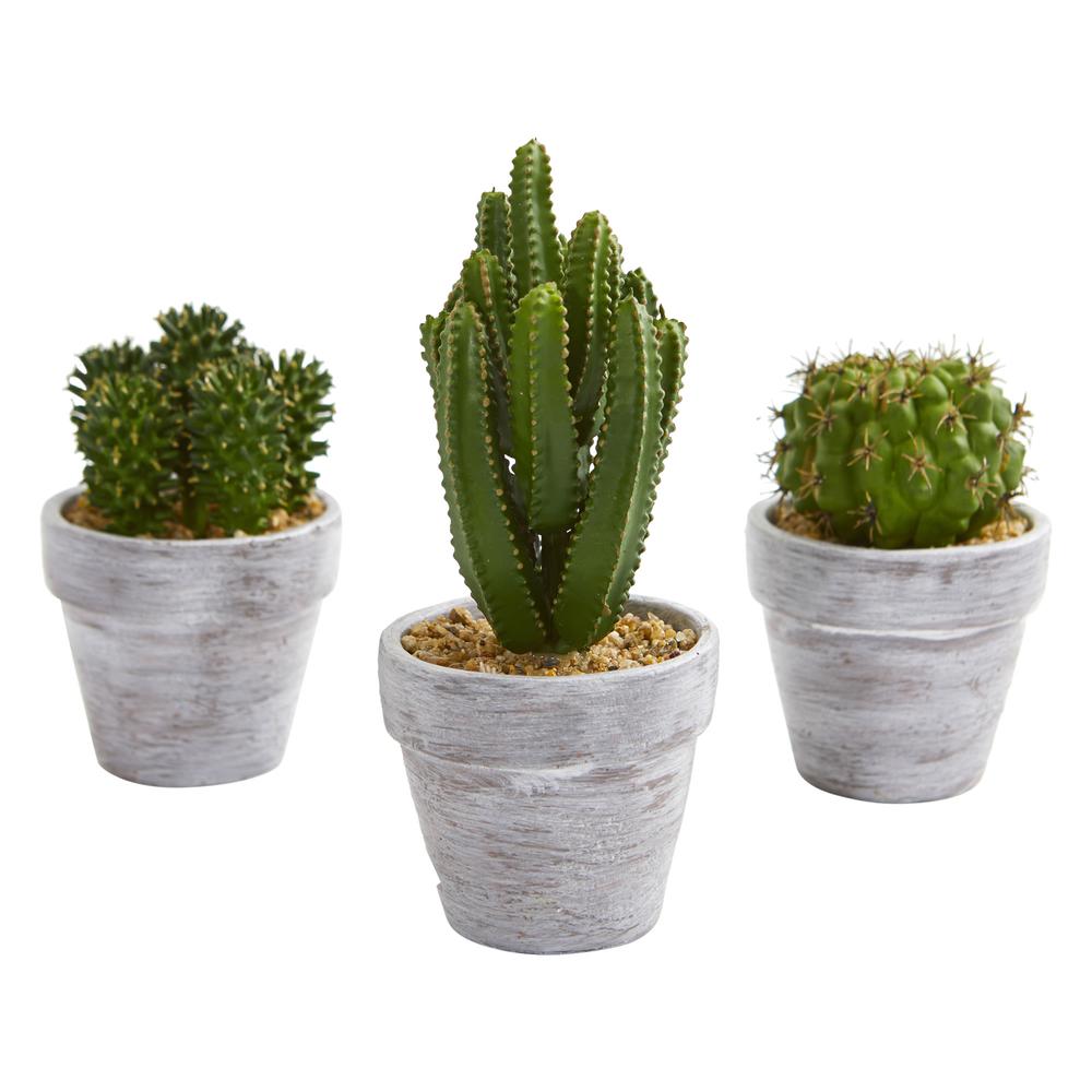 8in. Cactus Artificial Plant (Set of 3). Picture 1