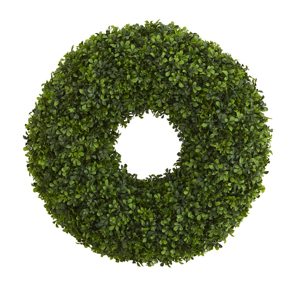 28in. Boxwood Artificial Wreath. Picture 1