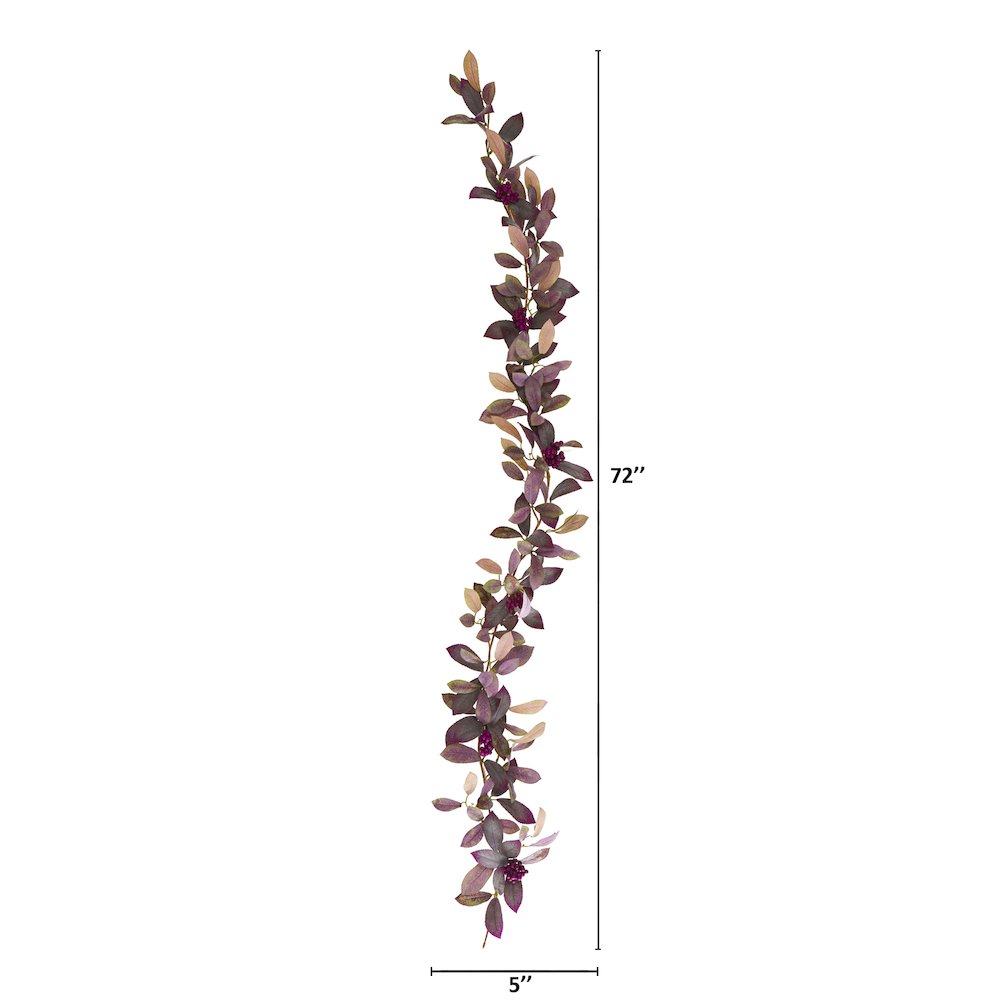 6ft. Fall Laurel Leaf with Berries Artificial Garland (Set of 2). Picture 2