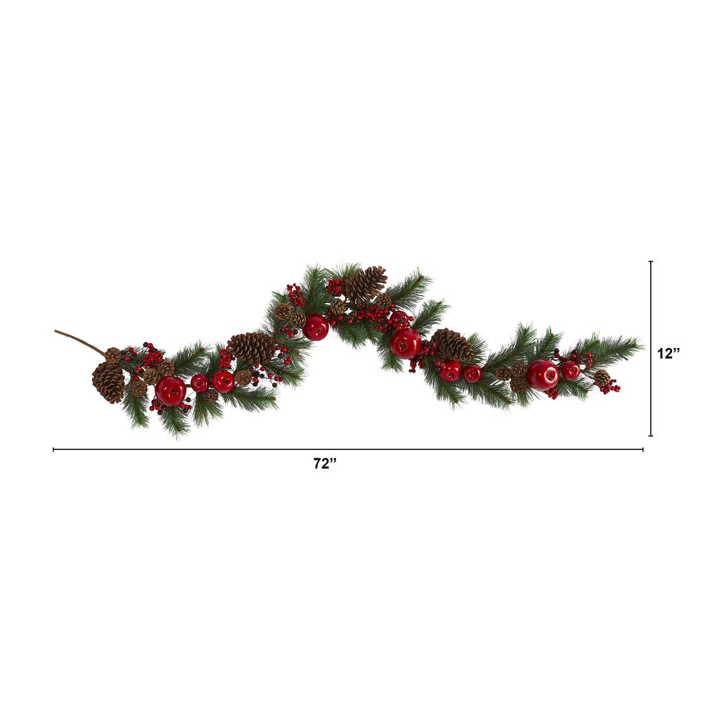 6ft. Apple, Berries and Pinecone Artificial Garland. Picture 2