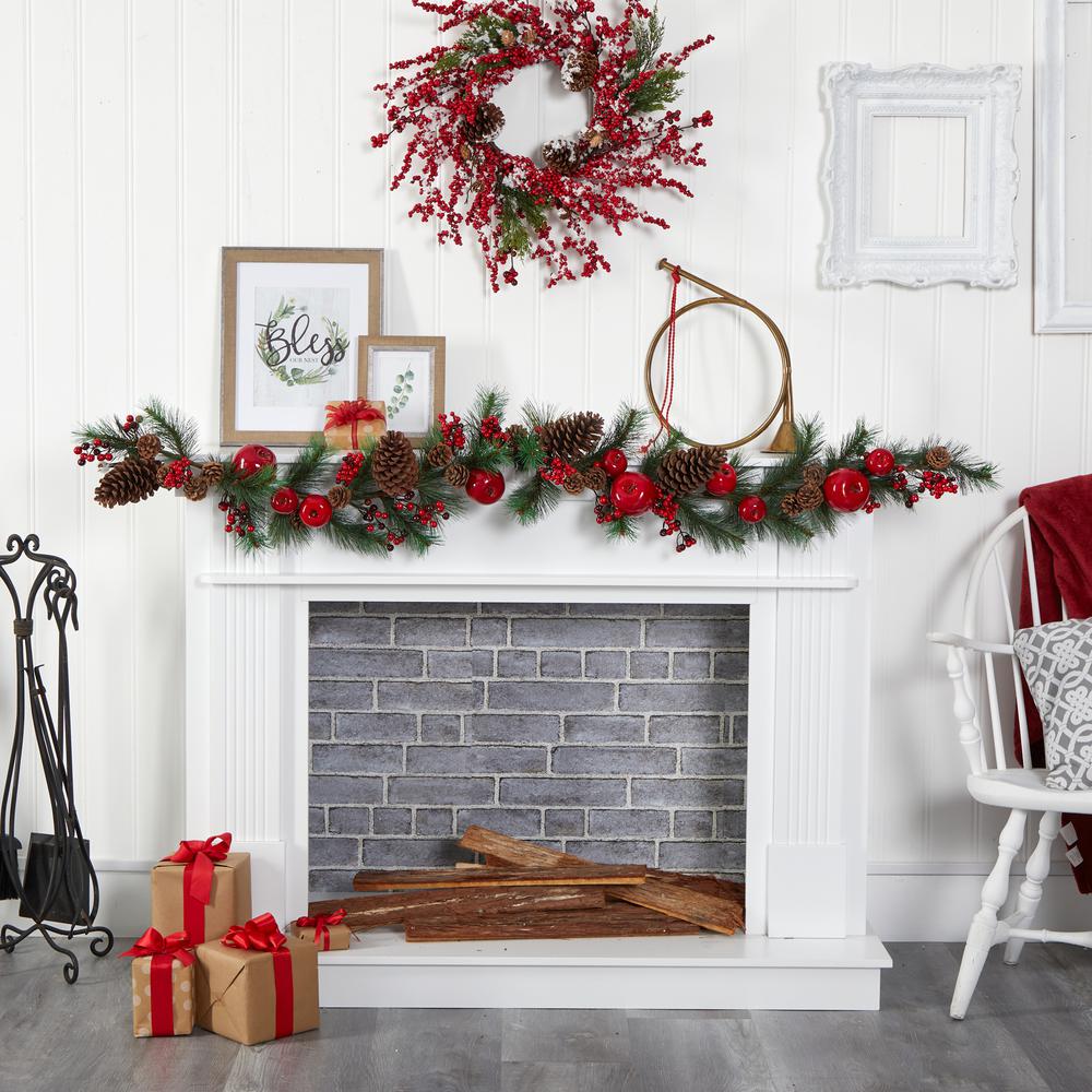 6ft. Apple, Berries and Pinecone Artificial Garland. Picture 3