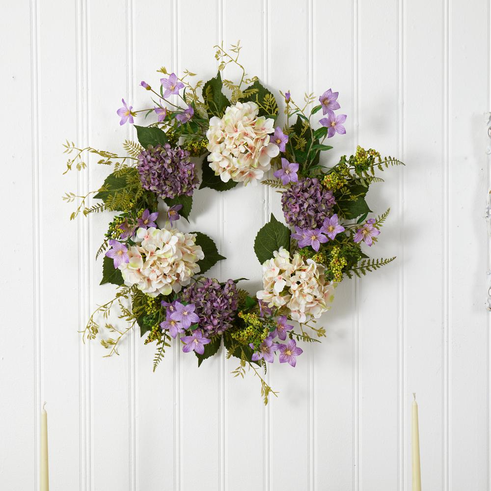 24in. Hydrangea Berry Wreath, Purple. Picture 4