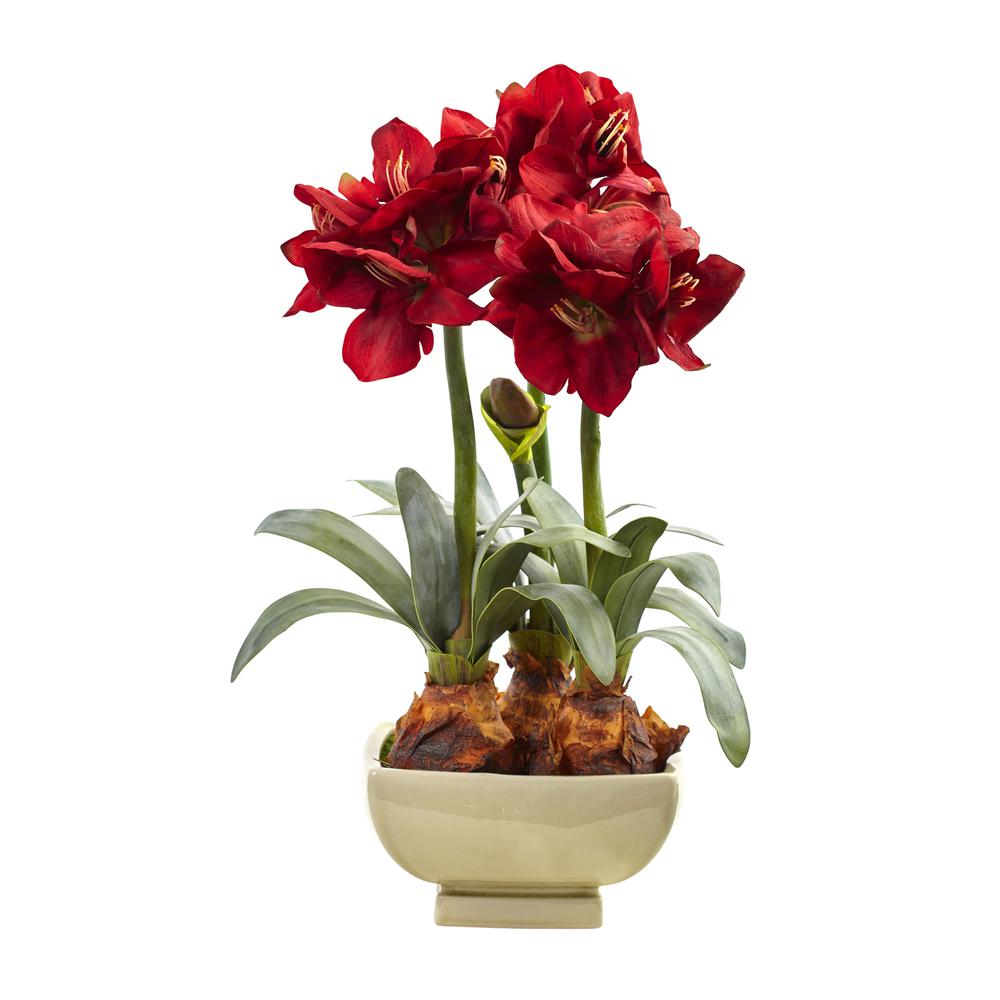 Amaryllis Arrangement with Vase. Picture 1