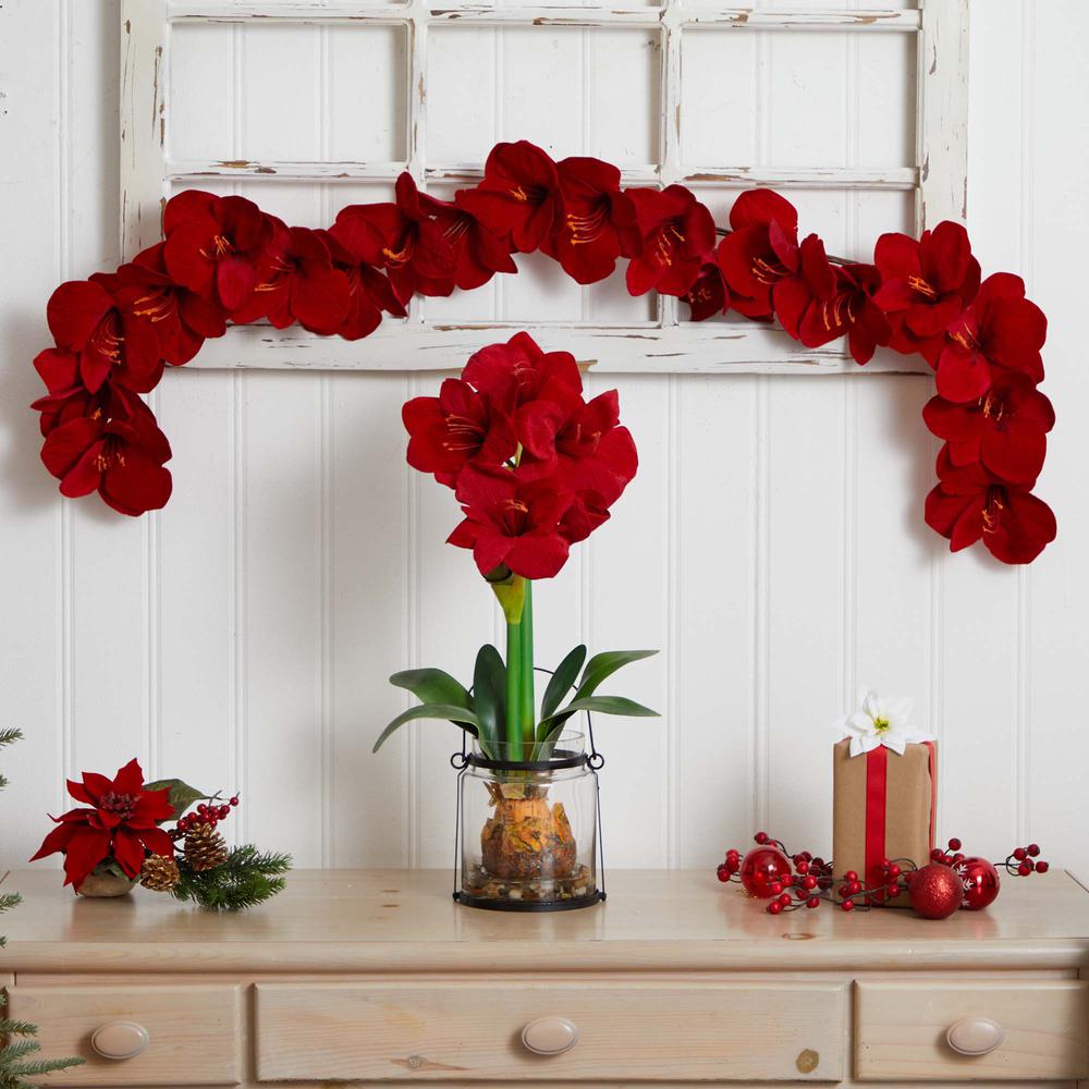 5ft. Amaryllis Silk Garland. Picture 5
