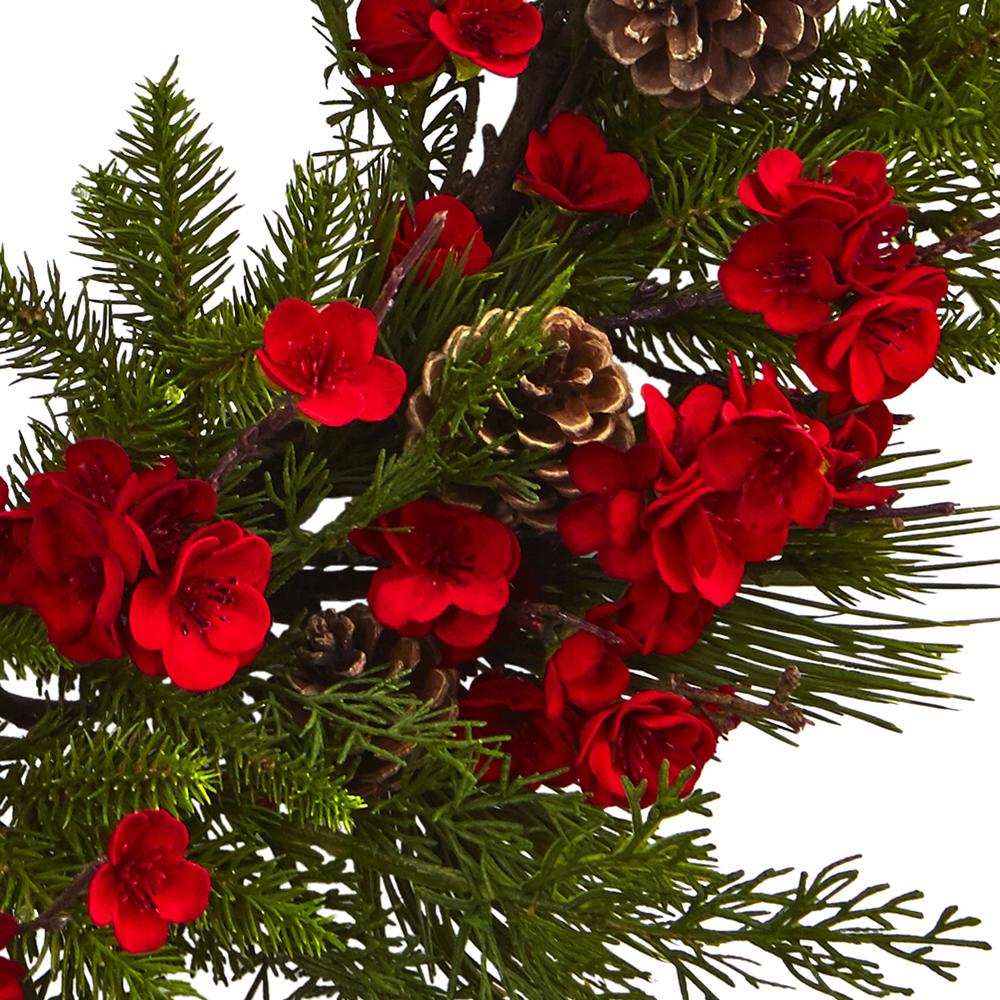 24in. Plum Blossom Pine Wreath. Picture 3