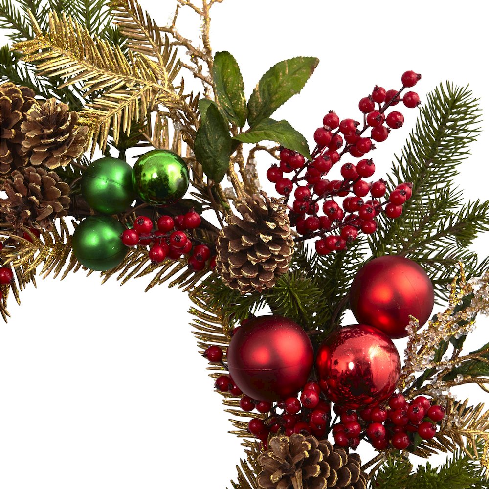 24in. Ornament, Pine & Pinecone Wreath. Picture 2