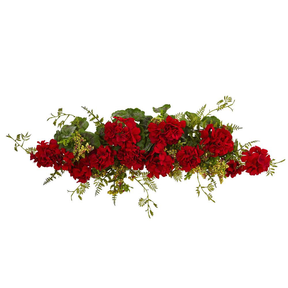 32in. Geranium and Berry Swag. Picture 1