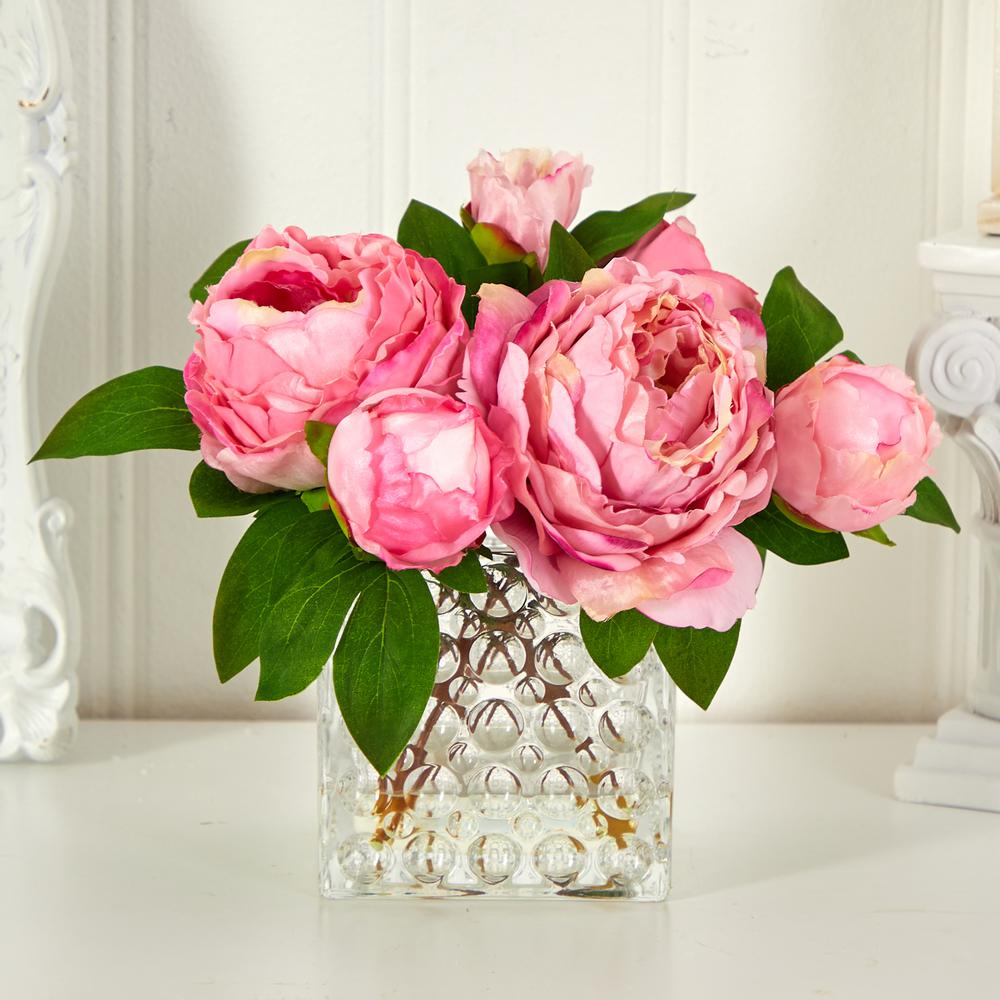 Peony in Glass Vase. Picture 6
