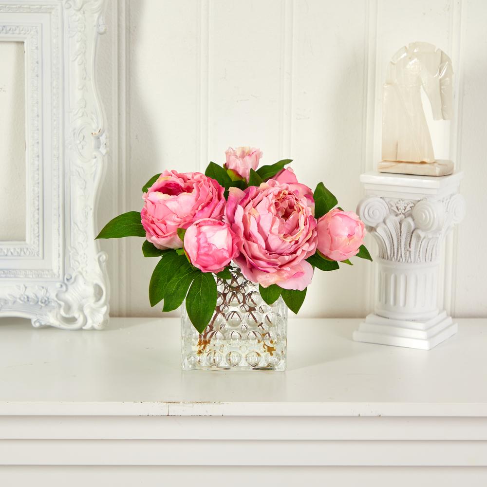 Peony in Glass Vase. Picture 2