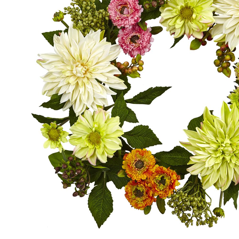22in. Dahlia Mum Wreath. Picture 2
