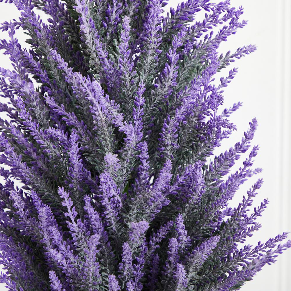 Lavender in White Wicker Planter Artificial Plant. Picture 3