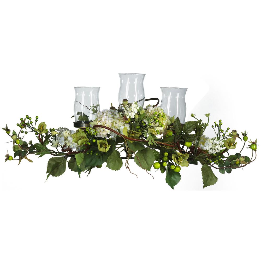 Hydrangea Triple Candelabrum Centerpiece. Picture 1