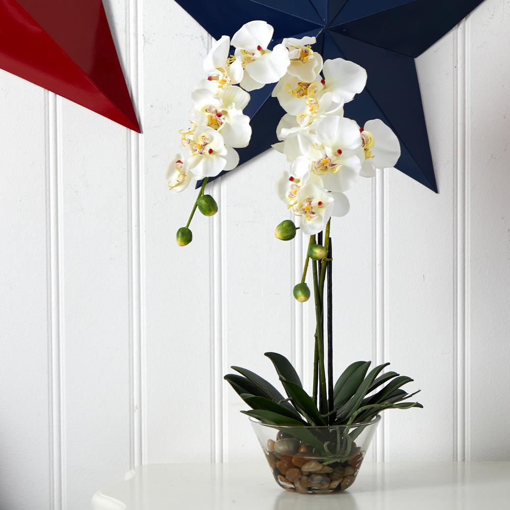 Phalaenopsis with Glass Vase Silk Flower Arrangement. Picture 2