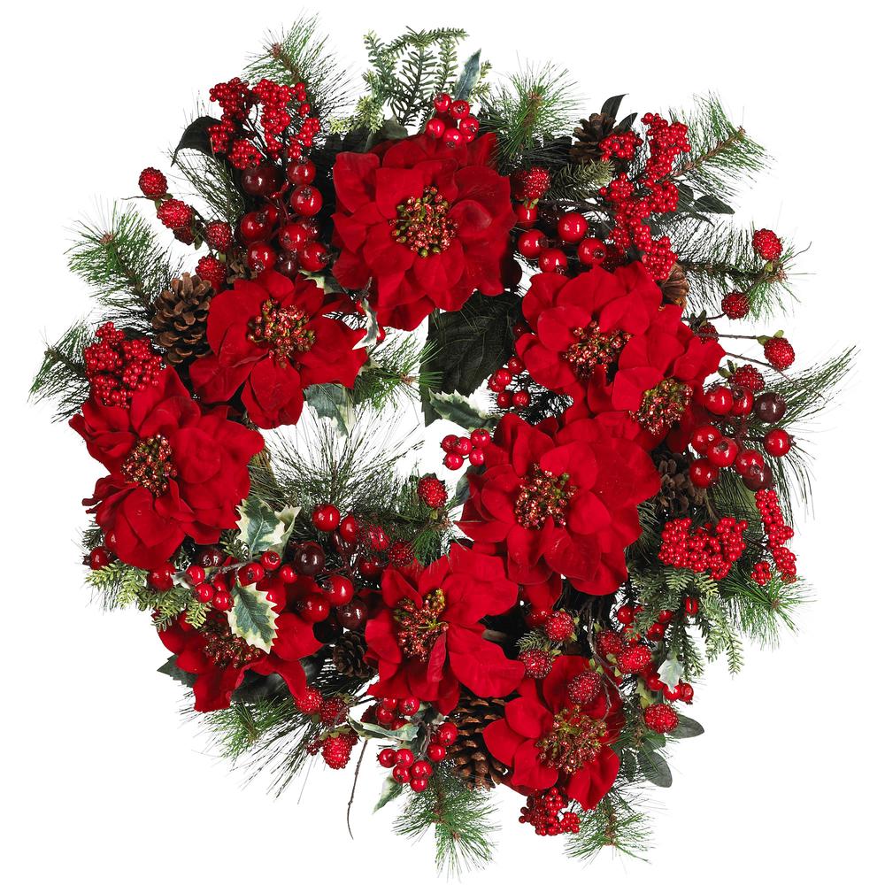 24in. Poinsettia Wreath. Picture 3