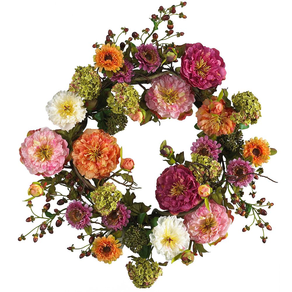 24in. Peony Wreath. Picture 1