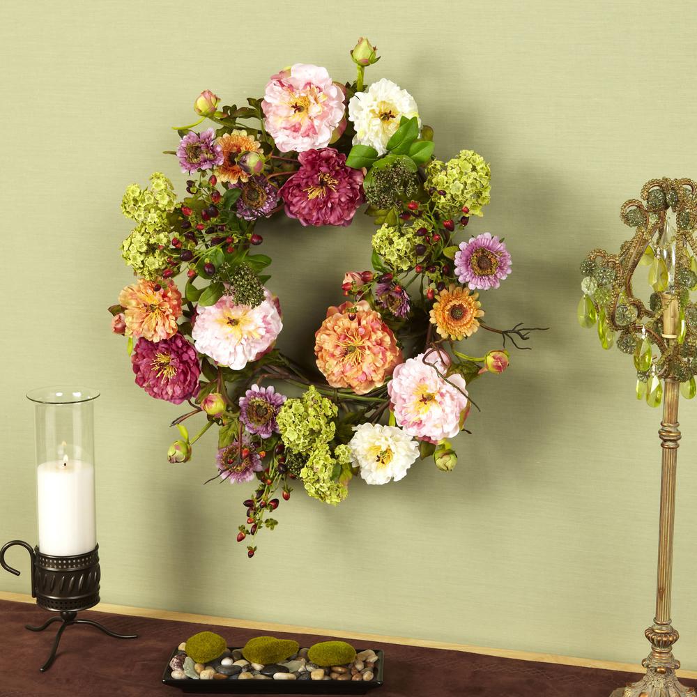 24in. Peony Wreath. Picture 3