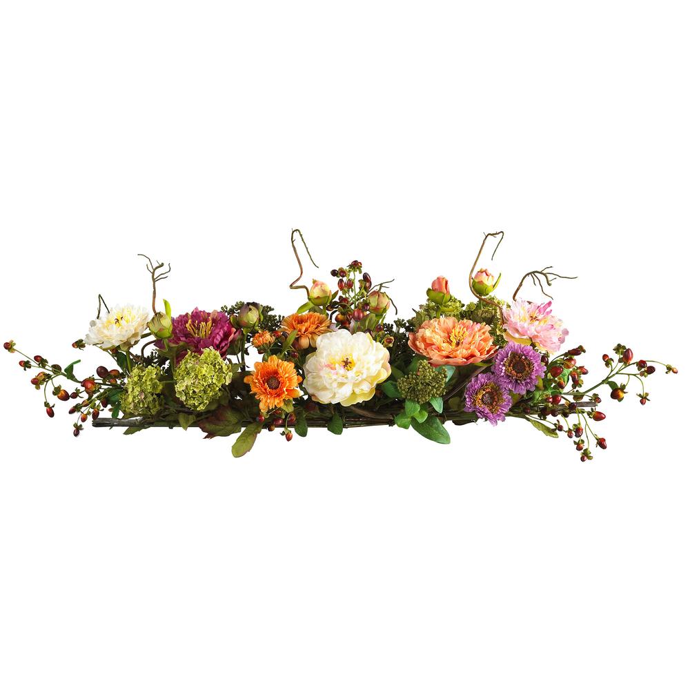 Mixed Peony Centerpiece Silk Flower Arrangement. Picture 1