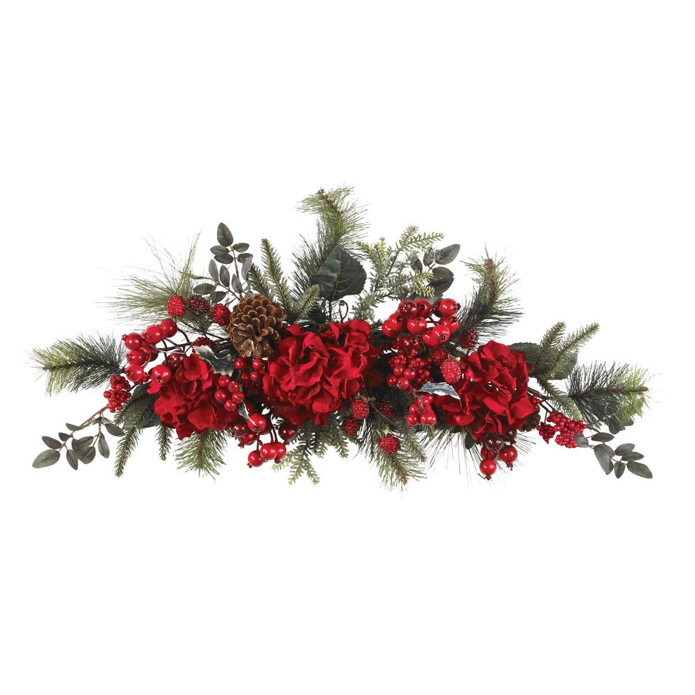 30in. Holiday Hydrangea Swag. Picture 3