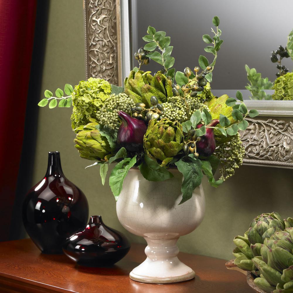Artichoke and Hydrangea Silk Flower Arrangement. Picture 2