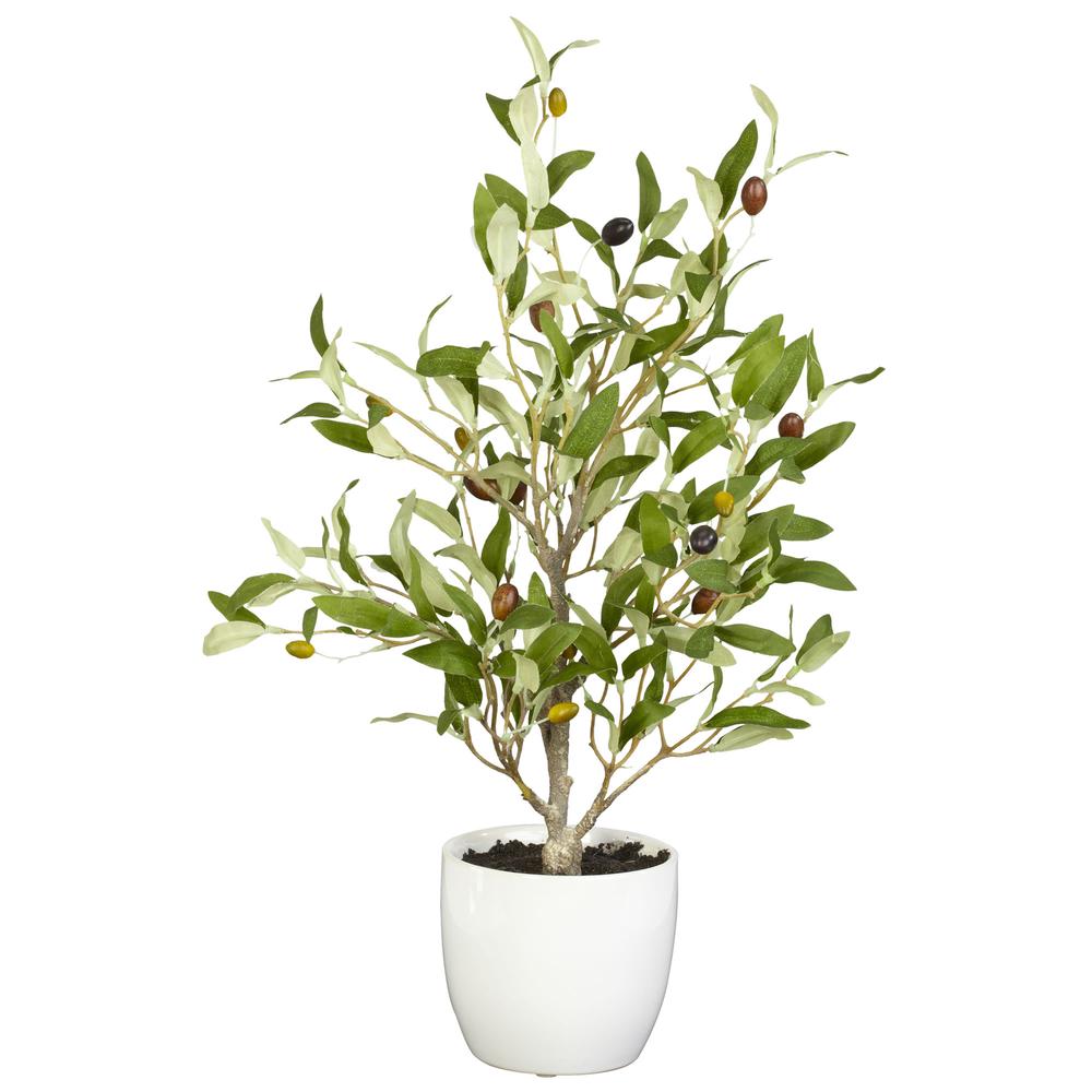 18in. Olive Silk Tree with Vase (Set of 2). Picture 1