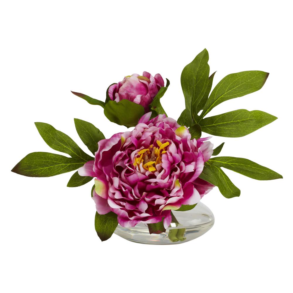 Peony with Glass Vase (Set of 3). Picture 2