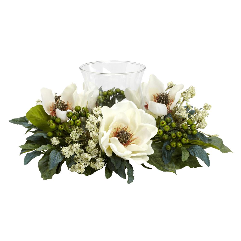 Magnolia Candelabrum Silk Flower Arrangement. Picture 1