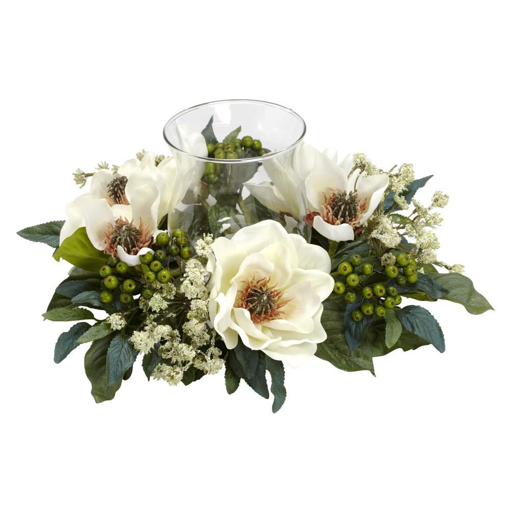 Magnolia Candelabrum Silk Flower Arrangement. Picture 2