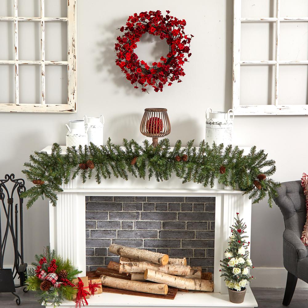 24in. Plum Blossom Wreath. Picture 2