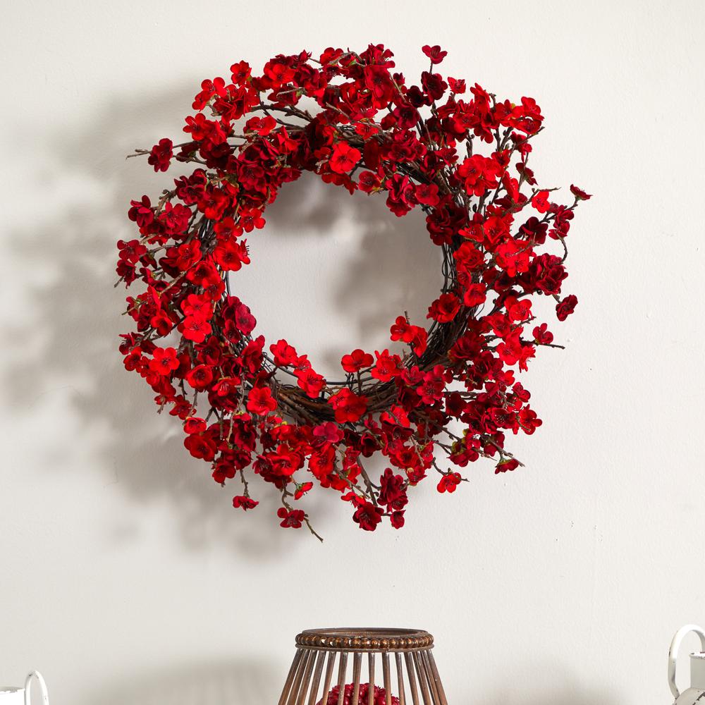 24in. Plum Blossom Wreath. Picture 1