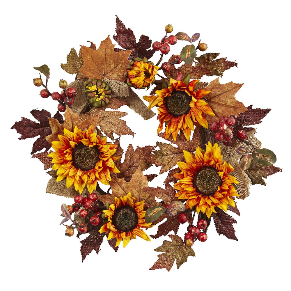 24in. Sunflower & Berry Wreath. Picture 1
