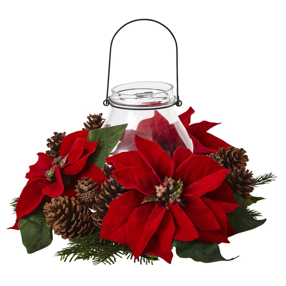 Poinsettia Pine & Pinecone Candelabrum. Picture 1