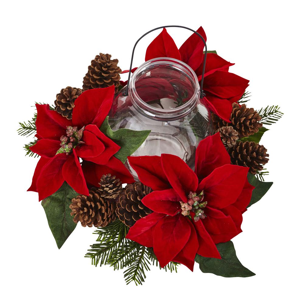 Poinsettia Pine & Pinecone Candelabrum. Picture 2