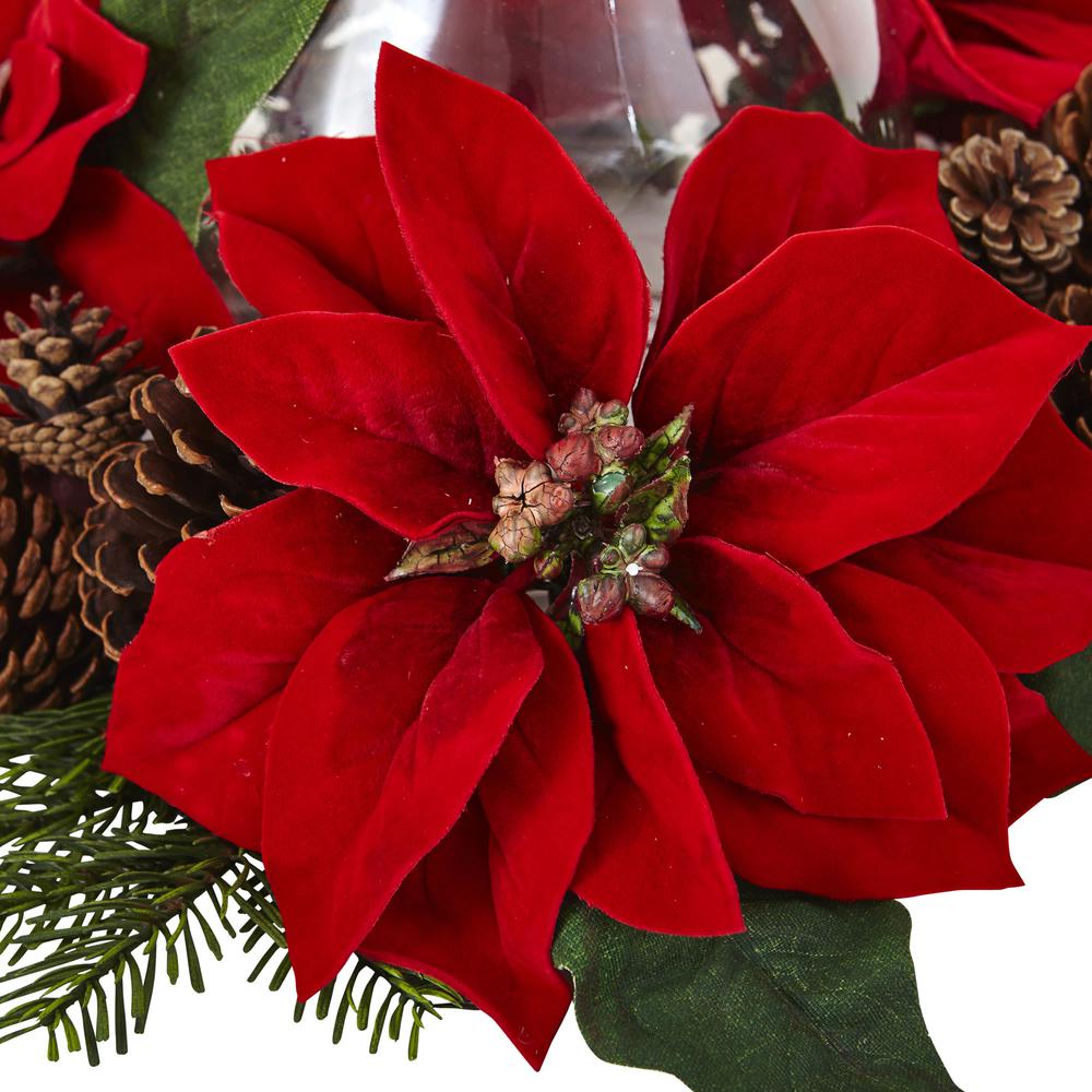 Poinsettia Pine & Pinecone Candelabrum. Picture 4