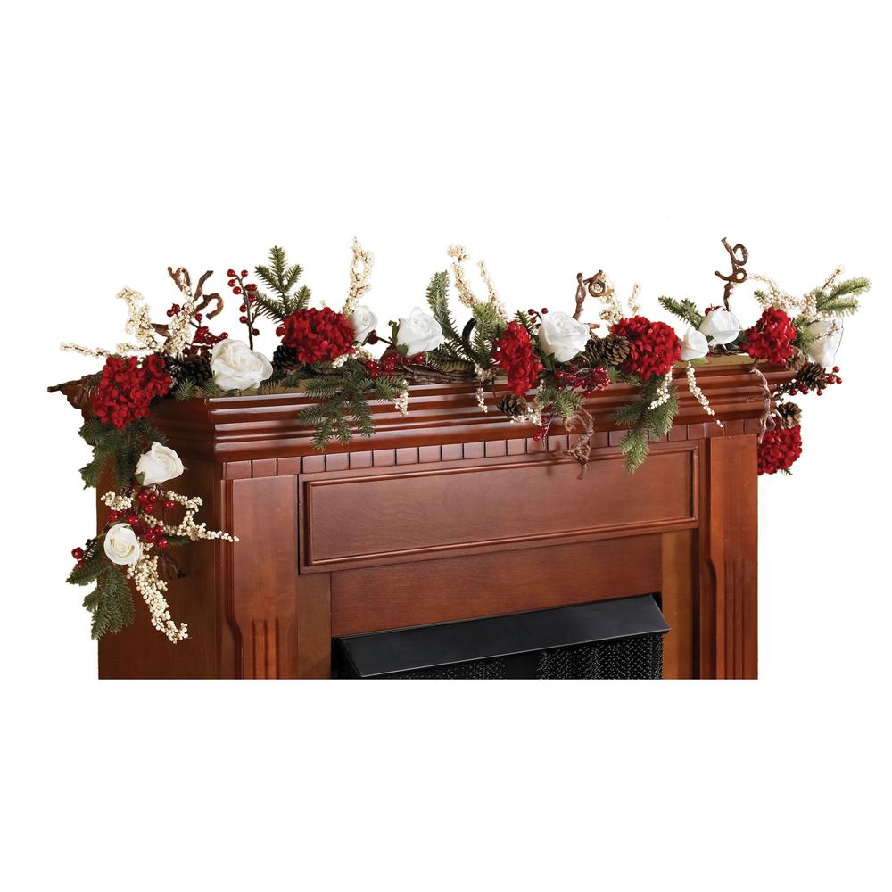 72in. Hydrangea with White Roses Garland. Picture 2