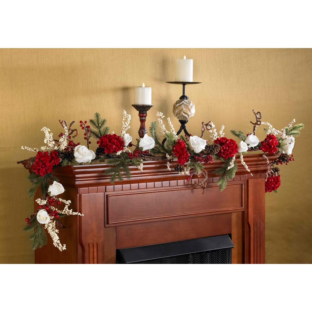 72in. Hydrangea with White Roses Garland. Picture 3