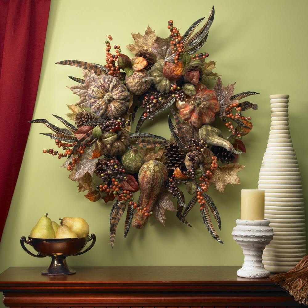 28in. Autumn Pumpkin Wreath. Picture 2