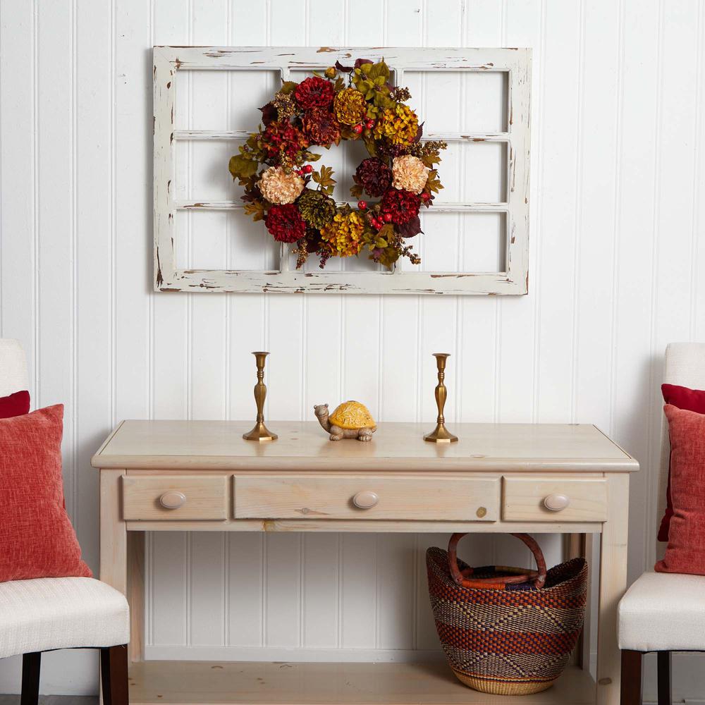 22in. Autumn Hydrangea Peony Wreath. Picture 3