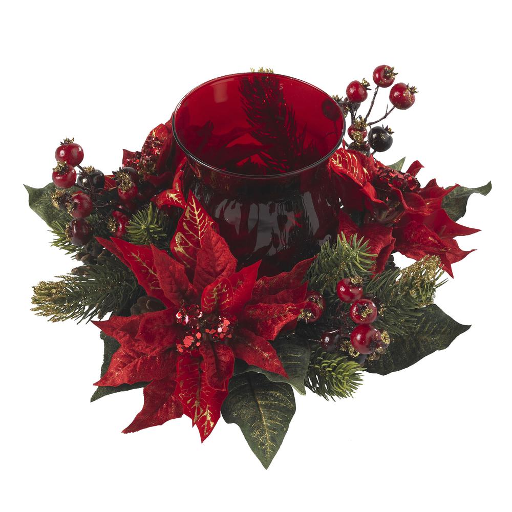 Poinsettia & Berry Candelabrum. Picture 1