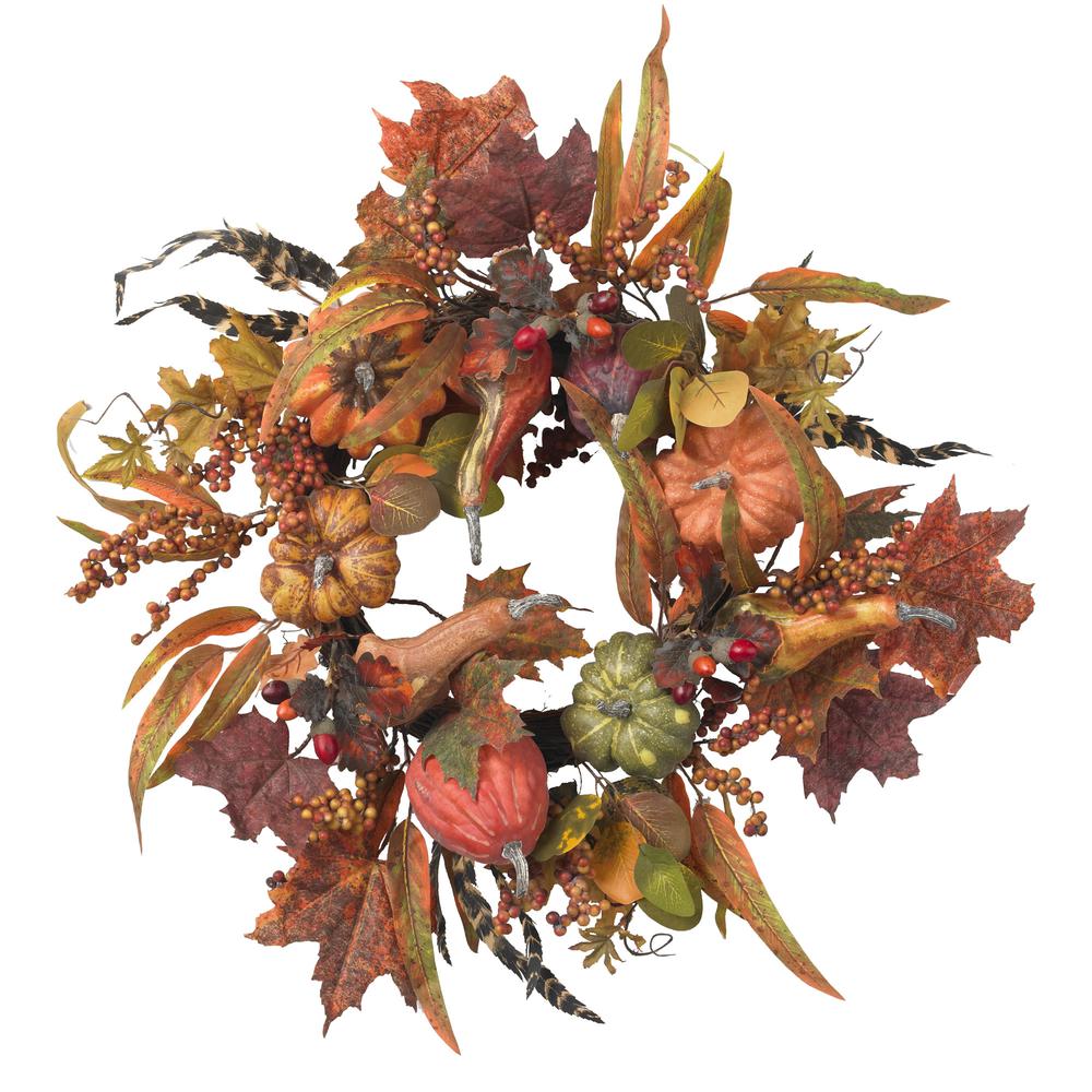 24in. Pumpkin & Berry Wreath. Picture 1