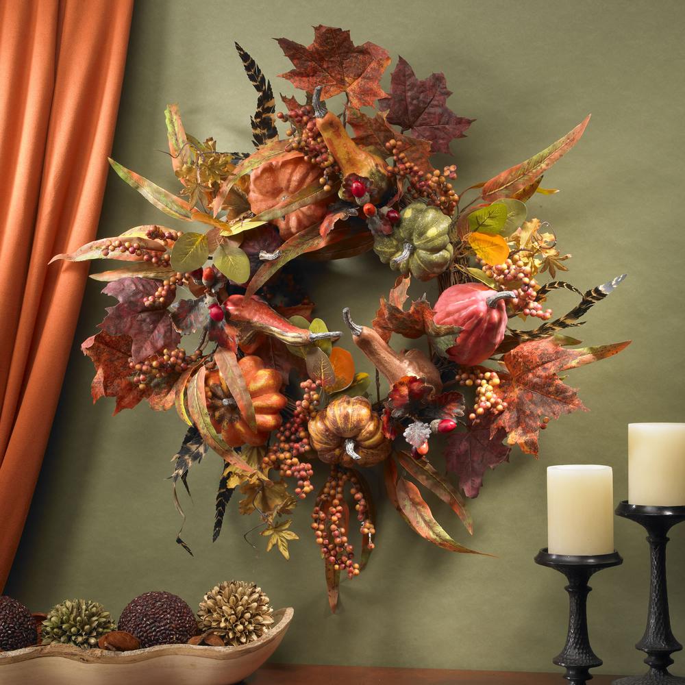 24in. Pumpkin & Berry Wreath. Picture 2