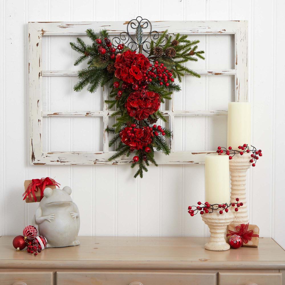 27in. Christmas Hydrangea Teardrop. Picture 2