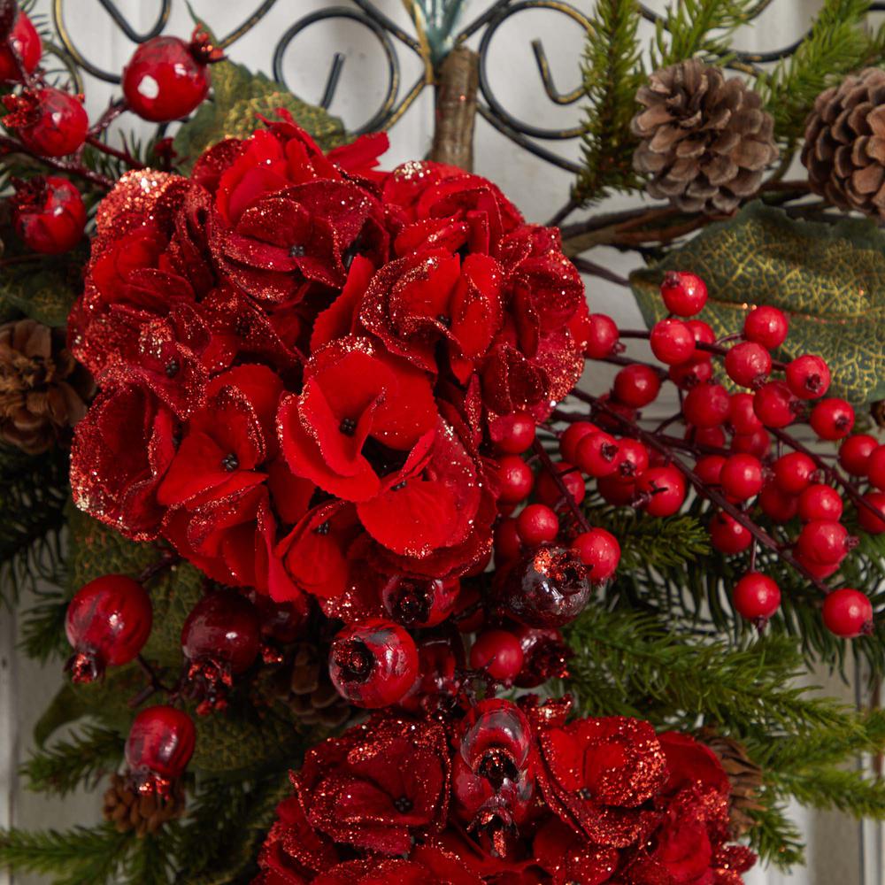 27in. Christmas Hydrangea Teardrop. Picture 4
