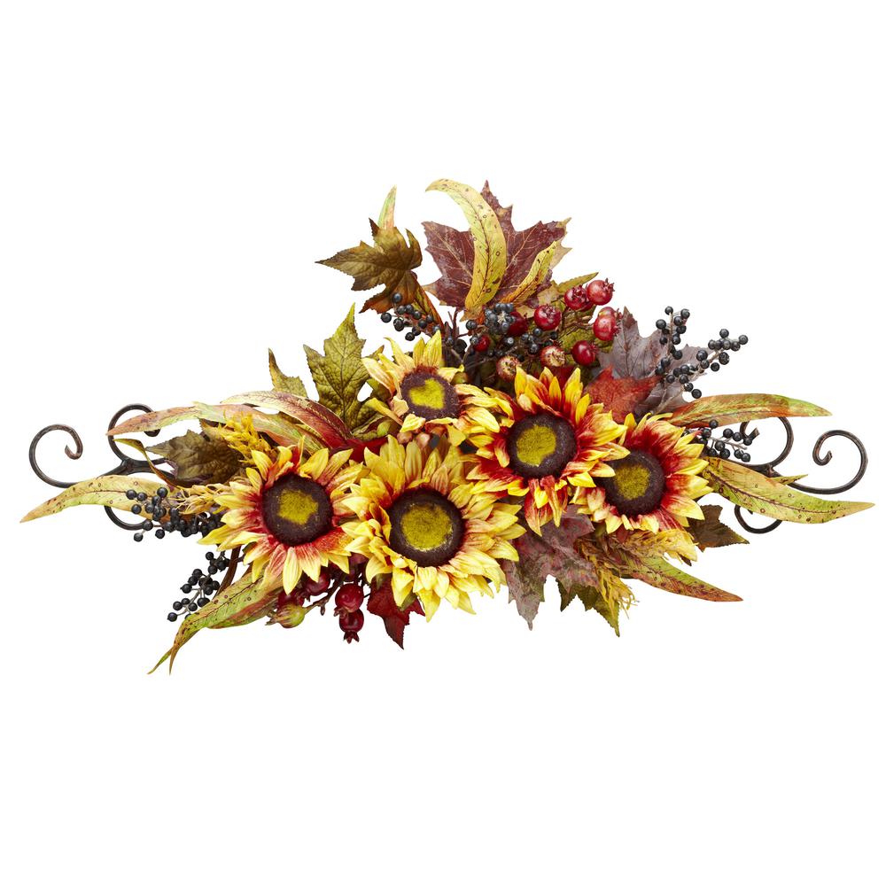 Sunflower Swag with Metal Frame. Picture 1
